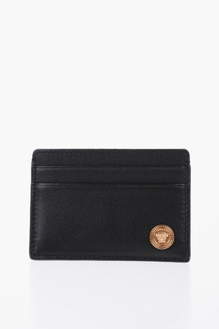 Leather Card Holder With Golden Detail