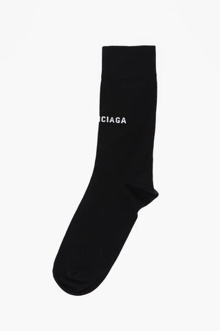 Solid Color Socks with Embroidered Contrasting Logo