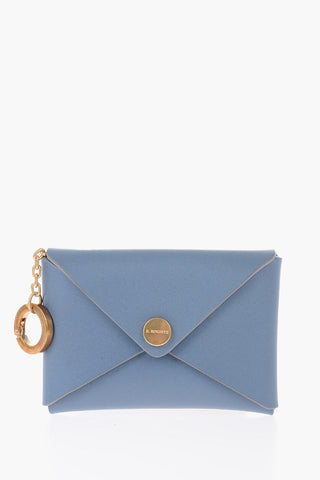 Solid Color Leather TITANIA Card Holder with Golden Button