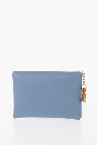 Solid Color Leather TITANIA Card Holder with Golden Button