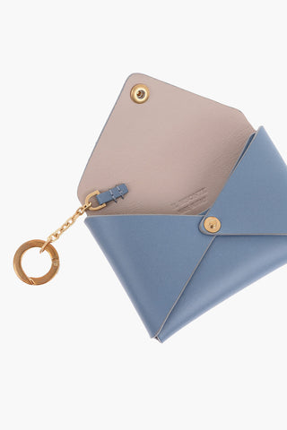 Solid Color Leather TITANIA Card Holder with Golden Button