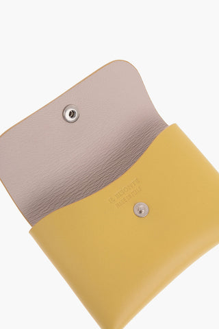 Solid Color Leather TITANO Card Holder with Silver-Tone Button