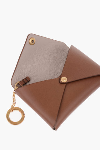 Solid Color Leather TITANIA Card Holder with Golden Button