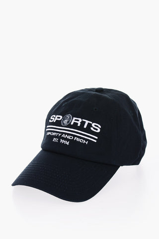 Cappello Baseball in Tinta Unita con Ricami a Contrasto
