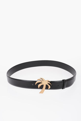 Leather Belt with Palm-Shaped Buckle 35mm