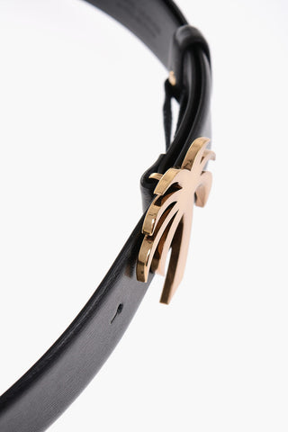 Leather Belt with Palm-Shaped Buckle 35mm
