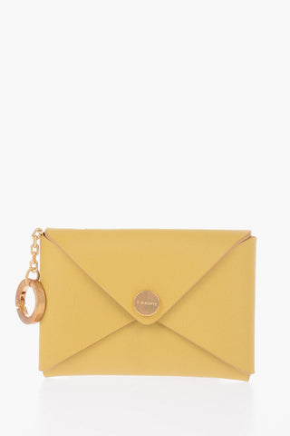 Solid Color Leather TITANIA Card Holder with Golden Button