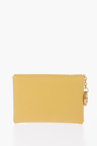 Solid Color Leather TITANIA Card Holder with Golden Button