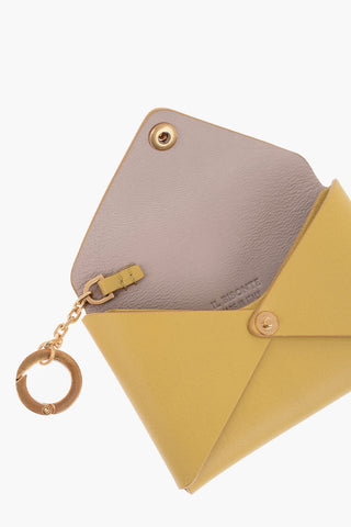 Solid Color Leather TITANIA Card Holder with Golden Button