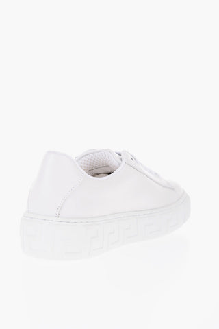 Leather Sneakers with Printed Contrasting Logo