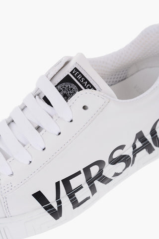 Leather Sneakers with Printed Contrasting Logo