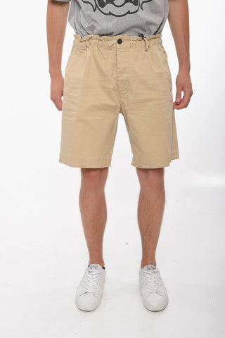 Button Fastened Shorts with Elastic Waistband