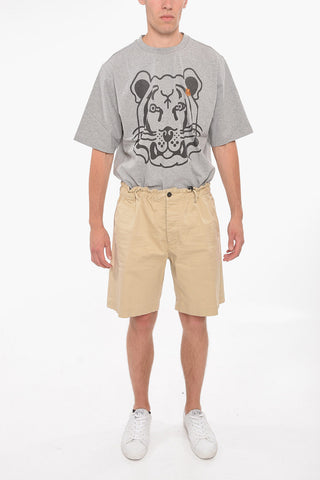 Button Fastened Shorts with Elastic Waistband