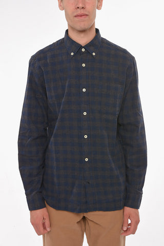 Cotton-flannel Button-down Shirt in Gingham-check Motif