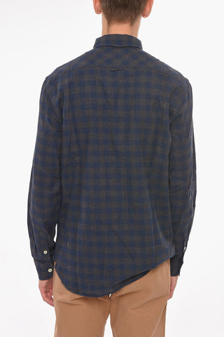 Cotton-flannel Button-down Shirt in Gingham-check Motif