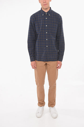 Cotton-flannel Button-down Shirt in Gingham-check Motif