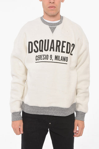 CERESIO 9 Fleeced-cotton MIKE Crewneck Swetshirt with Print