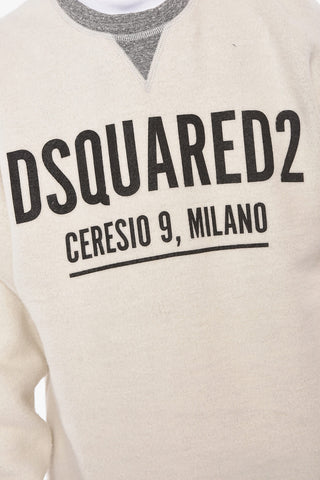 CERESIO 9 Fleeced-cotton MIKE Crewneck Swetshirt with Print