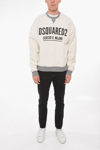 CERESIO 9 Fleeced-cotton MIKE Crewneck Swetshirt with Print
