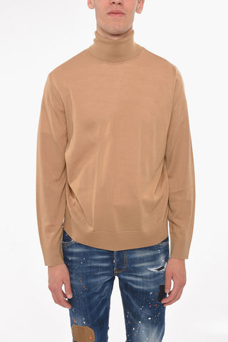 Wool Turtleneck Sweater with Logo Detail