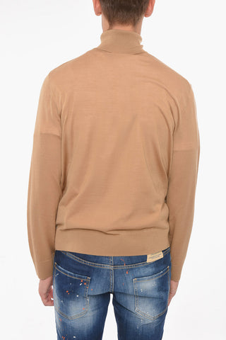 Wool Turtleneck Sweater with Logo Detail