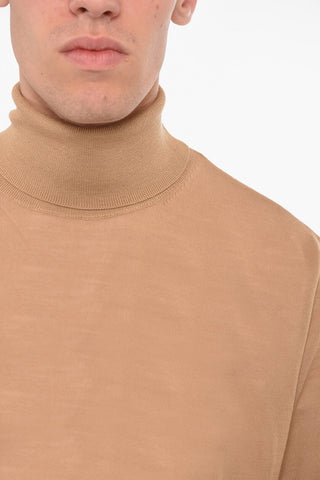 Wool Turtleneck Sweater with Logo Detail