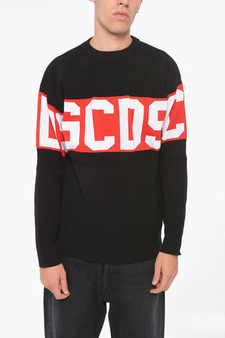 Maglia Girocollo in Misto Cotone con Banda Logata