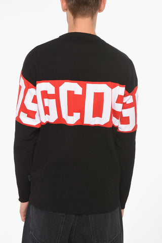 Maglia Girocollo in Misto Cotone con Banda Logata