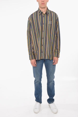 JEAN-MICHEL BASQUIAT Camicia in Popeline di Cotone con Motivo a Righe Unbalanced