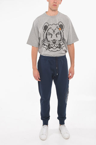 Pantaloni Jogger in Cotone Garzato con Stampa Logo