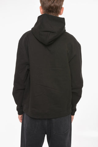 PARIS Felpa Hoodie in Cotone con Applicazione in Velcro