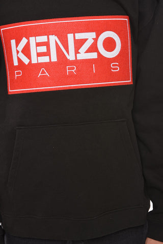 PARIS Felpa Hoodie in Cotone con Applicazione in Velcro