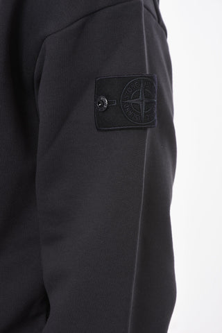Felpa Girocollo In Cotone Garzato Con Patch Logo
