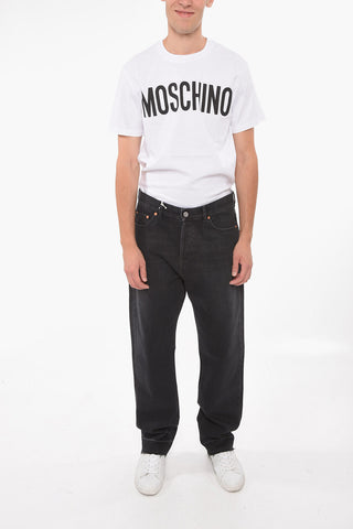 Straight Fit Cotton Denims with Belt Loops 21cm