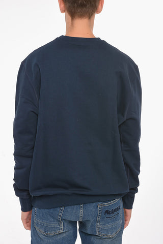 Brushed-cotton Crewneck Sweatshirt with Logo Print