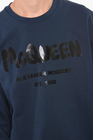 Brushed-cotton Crewneck Sweatshirt with Logo Print