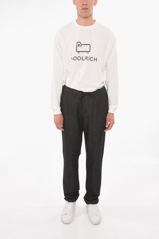 Wool Trousers with Hopsack Pattern