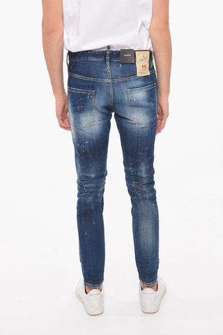 Paint-splatter-printed SKATER Denims with Patch Detailing
