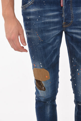 Paint-splatter-printed SKATER Denims with Patch Detailing