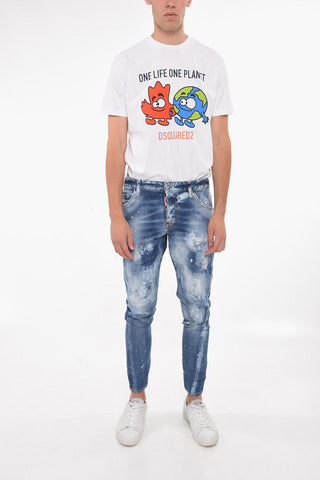Sexy-twist Fitting DAN Acid-washed Denims with Logo