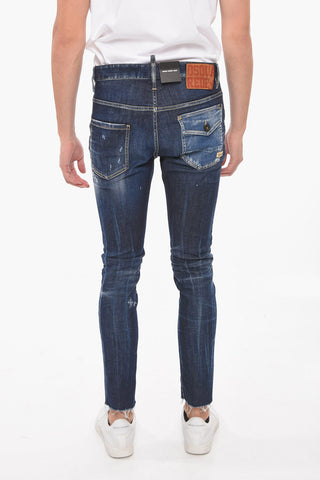 Super-twinky-fitting Dark-washed Denims with Distressed Detailing