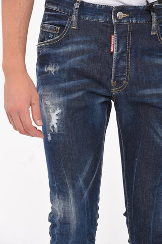 Super-twinky-fitting Dark-washed Denims with Distressed Detailing