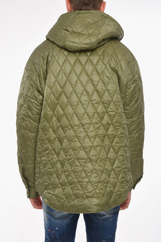 Hooded Shearling Jacket with Double Breast-pocket