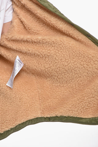 Hooded Shearling Jacket with Double Breast-pocket