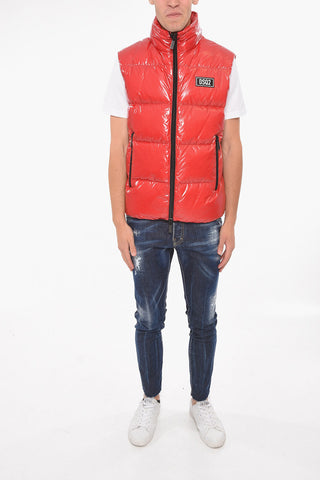 Piumino Smanicato in Nylon con Logo