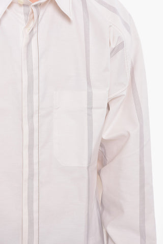 Inner Breast-pocket Striped Cotton Shirt