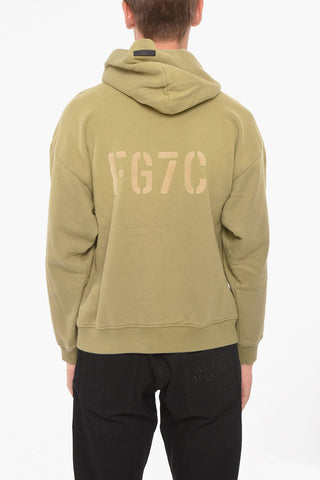 Fleeced-cotton Hoodie with Button-detail