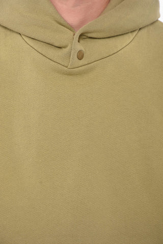 Fleeced-cotton Hoodie with Button-detail