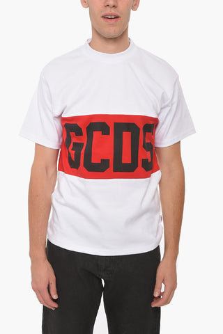 T-Shirt Girocollo in Cotone con Banda Logata