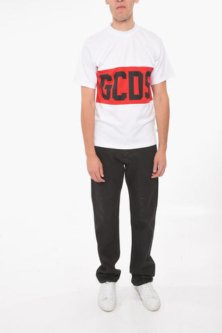 T-Shirt Girocollo in Cotone con Banda Logata